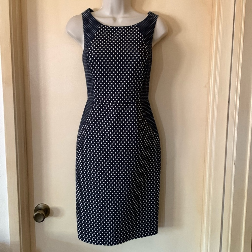 Banana Republic Sleeveless Navy Polka Dot Dress size 0